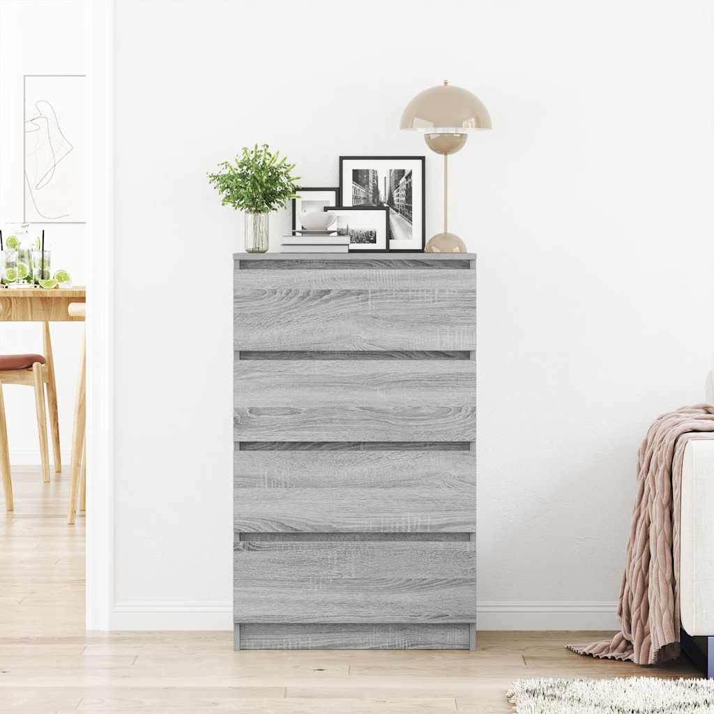kommode 60x35x98,5 cm konstrueret træ grå sonoma-eg