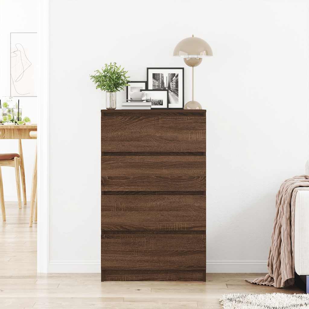 kommode 60x35x98,5 cm konstrueret træ brun egetræsfarve