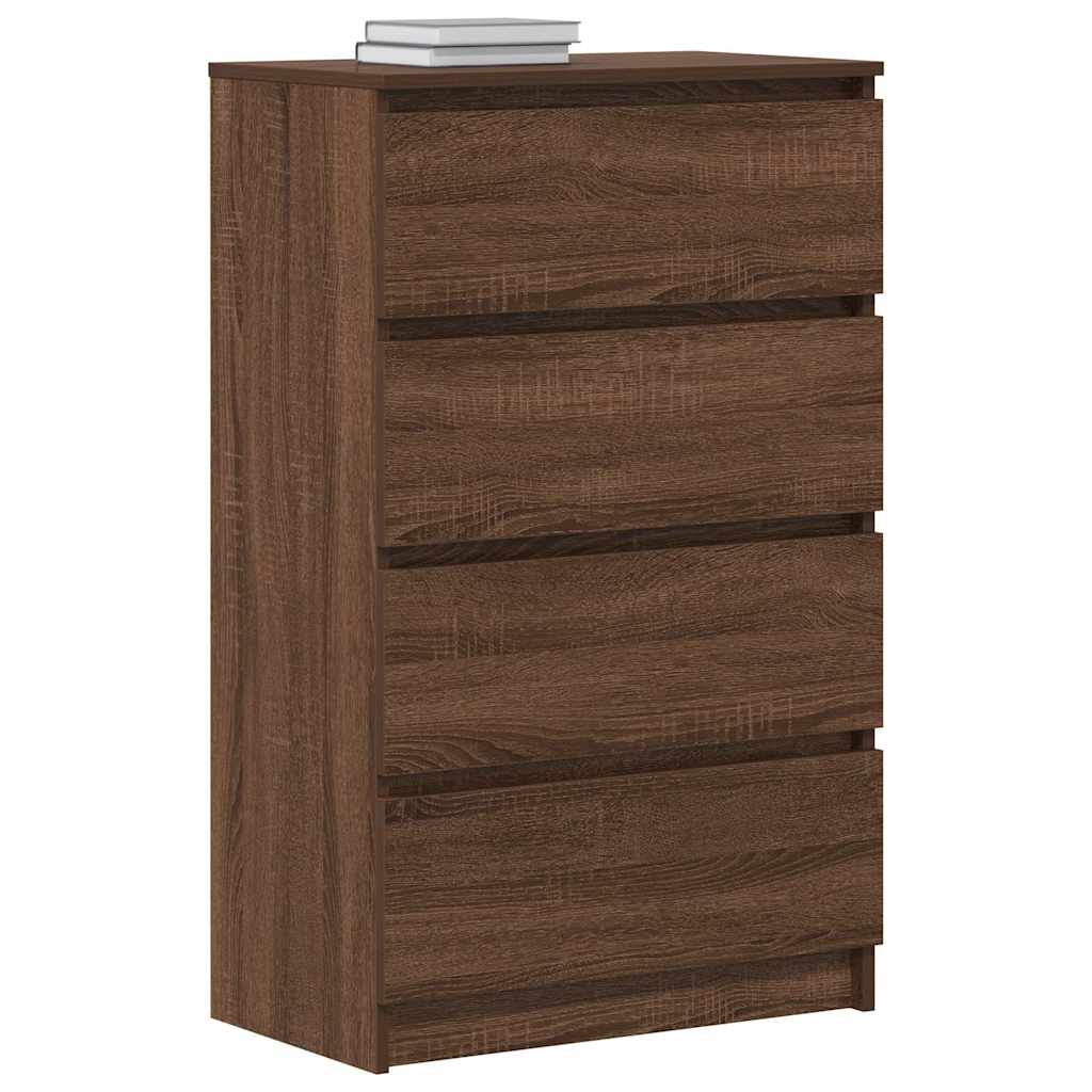 kommode 60x35x98,5 cm konstrueret træ brun egetræsfarve
