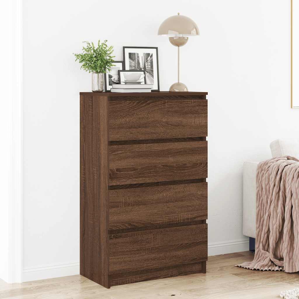 kommode 60x35x98,5 cm konstrueret træ brun egetræsfarve