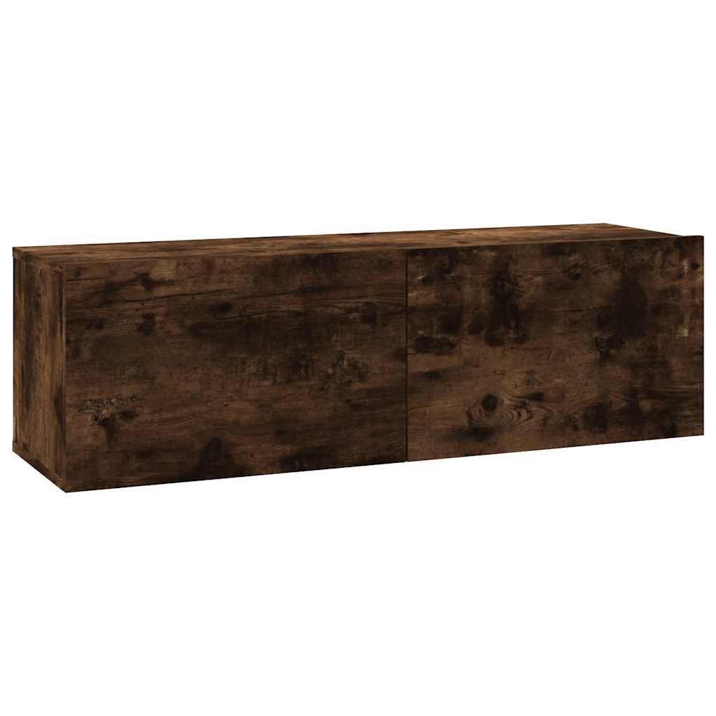væghængt tv-bord 100x30x30 cm konstrueret træ røget egetræ