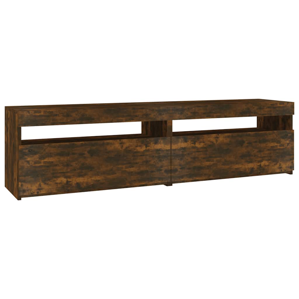 tv-borde 2 stk. med LED-lys 75x35x40 cm røget egetræsfarve