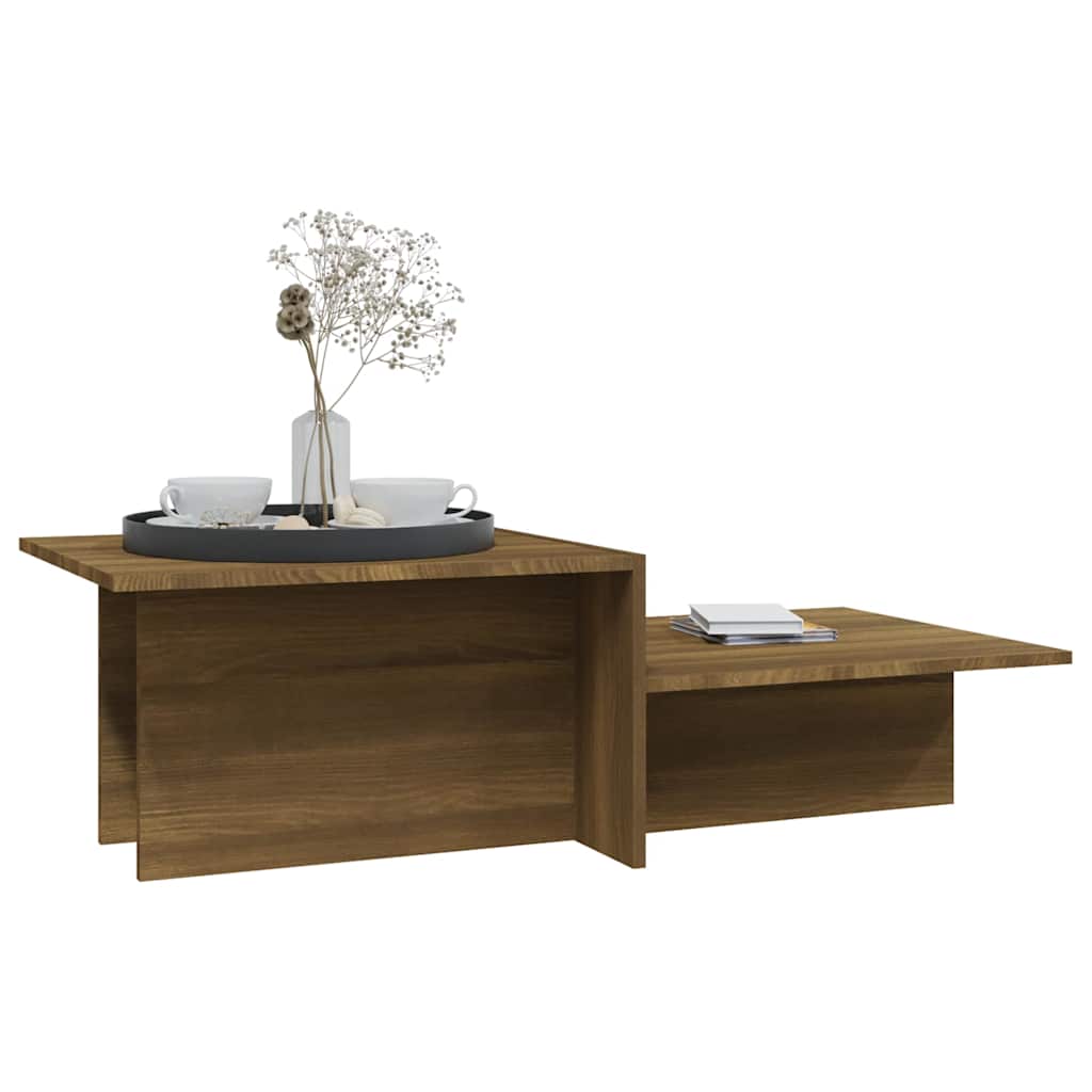 sofabord 111,5x50x33 cm konstrueret træ brun egetræ