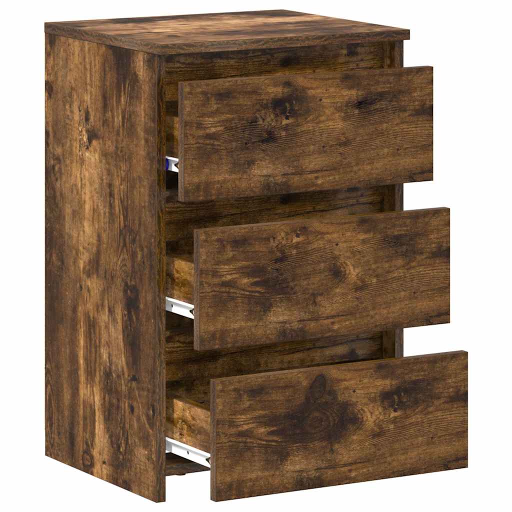 sengeborde 2 stk. 40x35x62,5 cm konstrueret træ røget egetræ