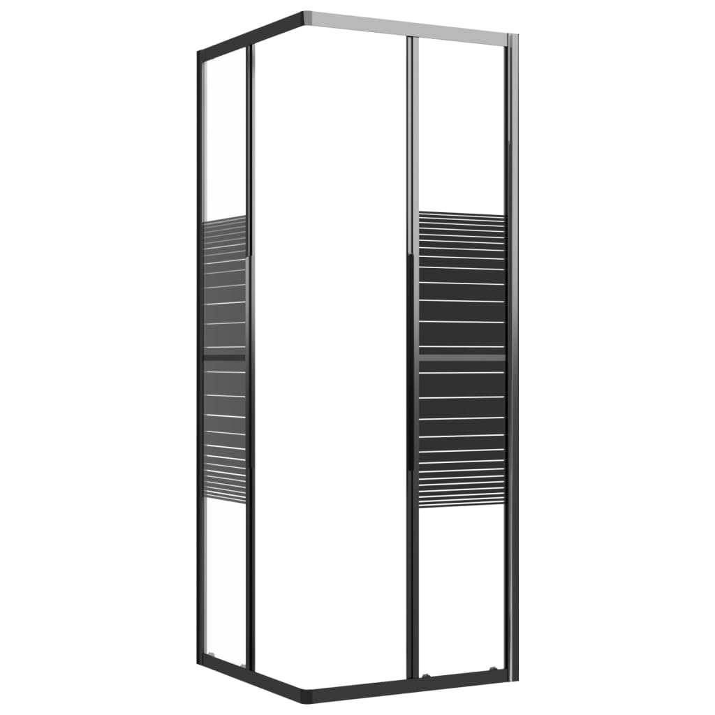 brusekabine 80x80x180 cm sikkerhedsglas stribet sort