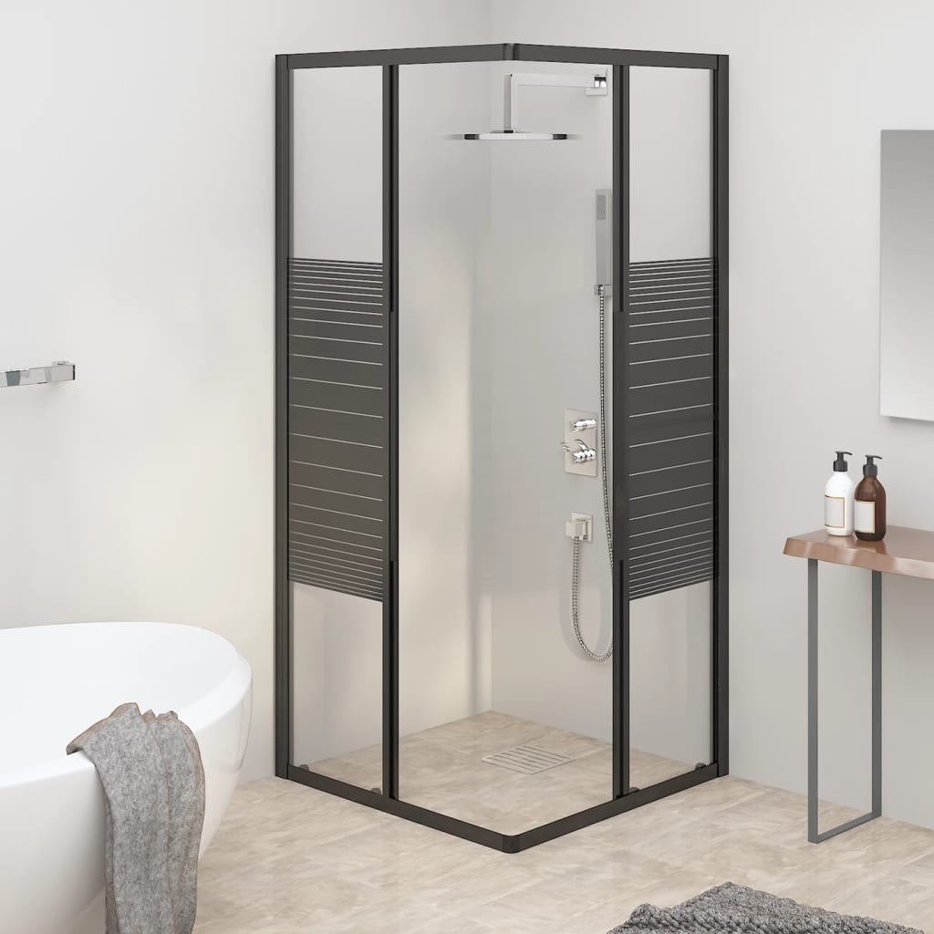 brusekabine 80x80x180 cm sikkerhedsglas stribet sort