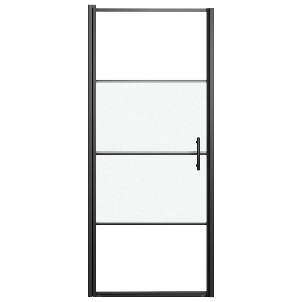 brusedør 81x195 cm halvmatteret hærdet glas sort