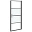 brusedør 91x195 cm halvmatteret hærdet glas sort