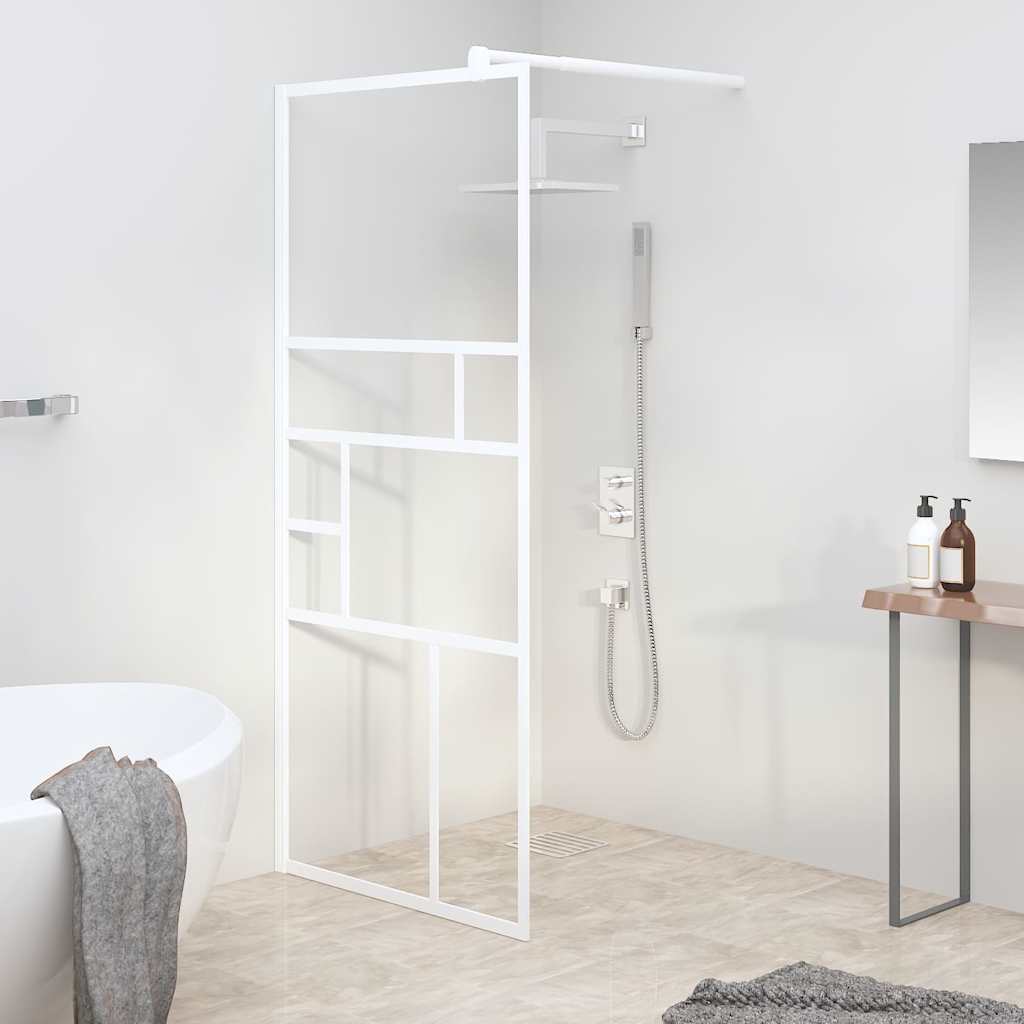 brusevæg 80x195 cm sikkerhedsglas hvid
