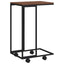sidebord med hjul 40x30x63,5 cm konstrueret træ sort