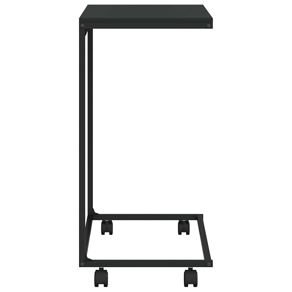 sidebord med hjul 55x35x70 cm konstrueret træ sort