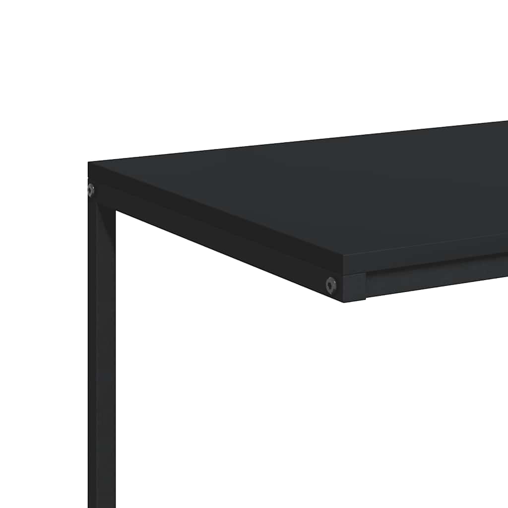 sidebord med hjul 55x35x70 cm konstrueret træ sort