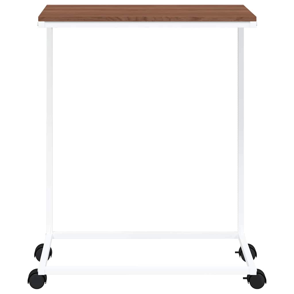 sidebord med hjul 55x35x70 cm konstrueret træ hvid