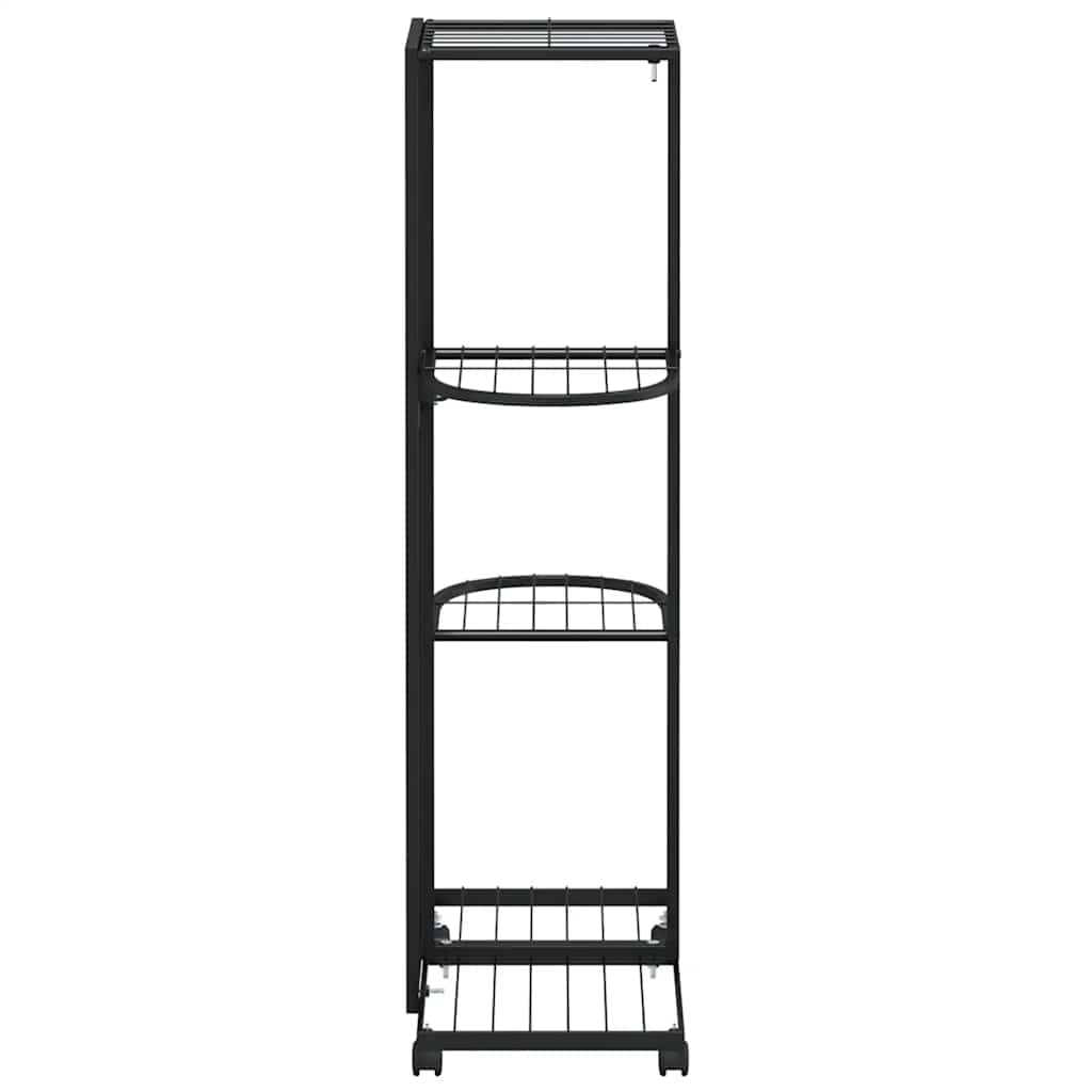 blomsterstativ 4 niveauer med hjul 44x23x80 cm jern sort
