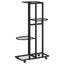 blomsterstativ 4 niveauer med hjul 44x23x80 cm jern sort