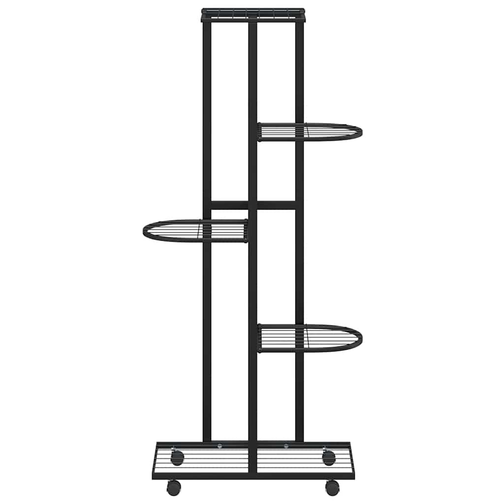 blomsterstativ 5 niveauer med hjul 44x23x100 cm jern sort