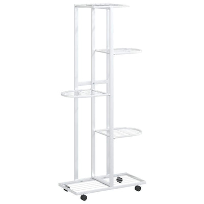 blomsterstativ 5 niveauer med hjul 44x23x100 cm jern hvid
