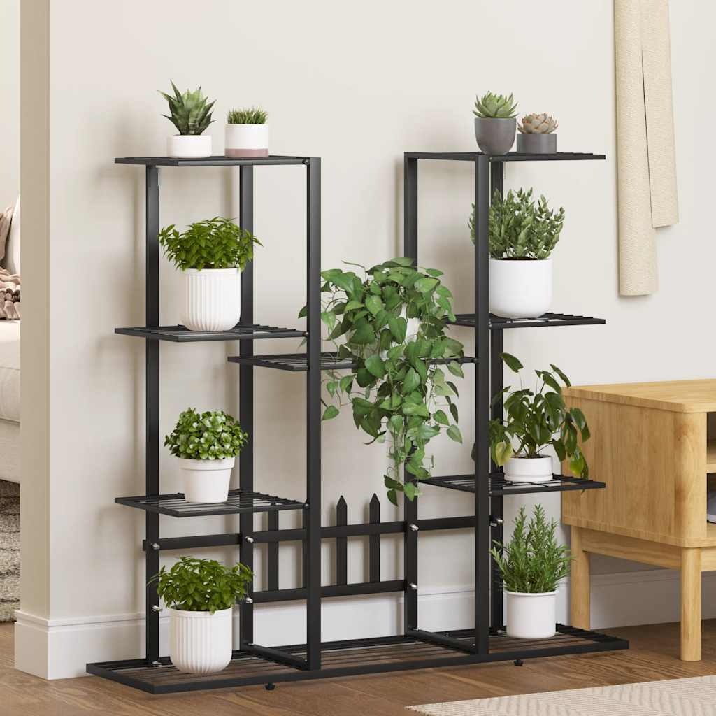 Blomsterstativ i metal - 94,5 × 25 × 89 cm, sort