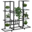 blomsterstativ med hjul 94,5x24,5x91,5 cm jern sort