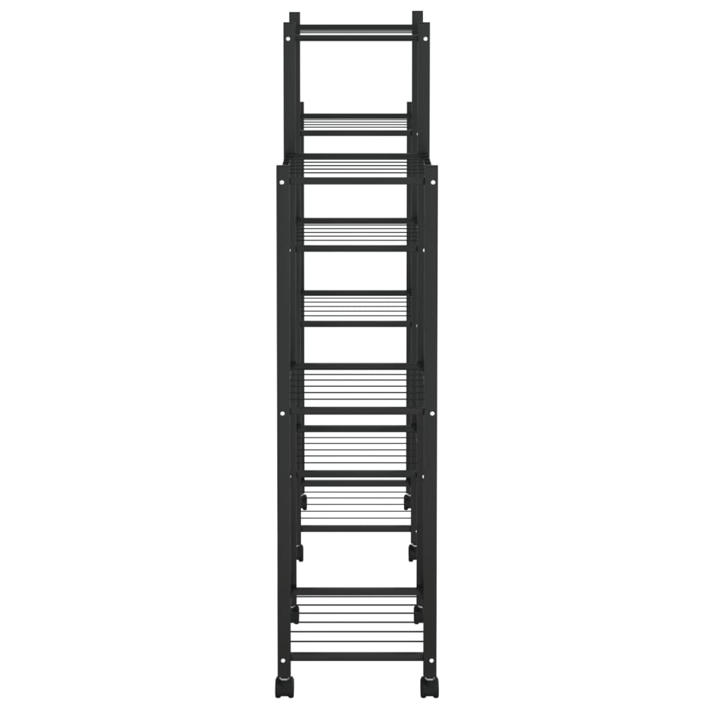 blomsterstativ med hjul 83x25x103,5 cm jern sort