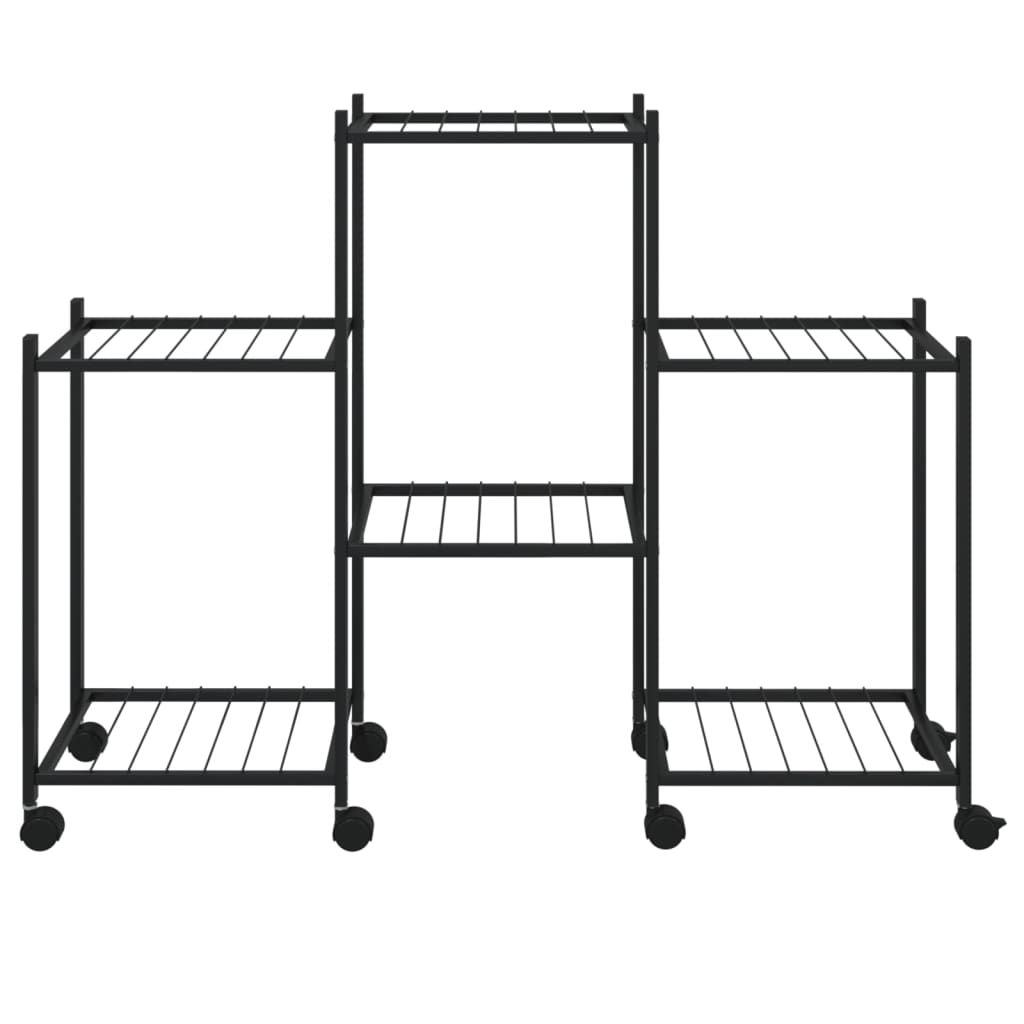 blomsterstativ med hjul 83x25x63,5 cm jern sort