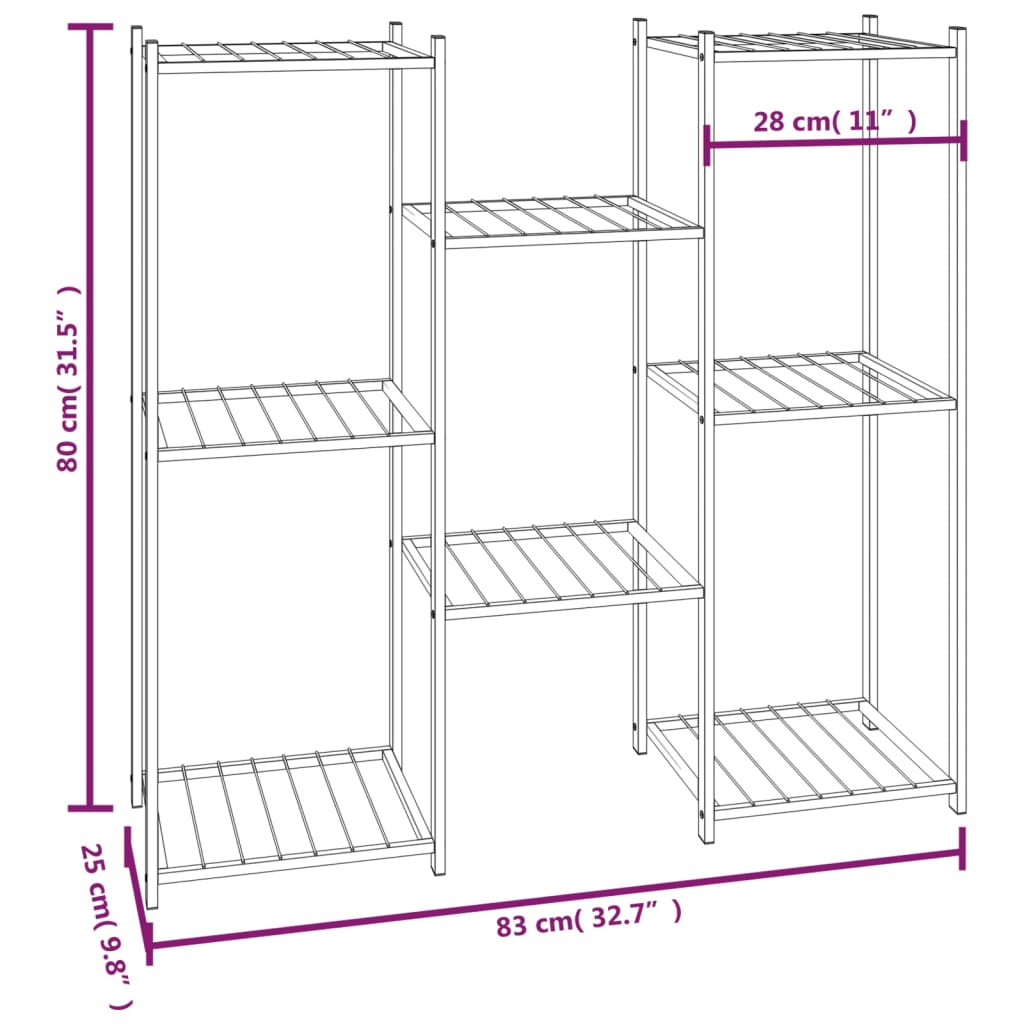 blomsterstativ 83x25x80 cm jern sort