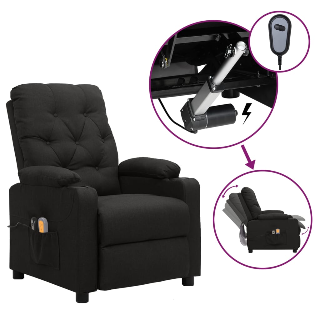 eldrevet massagestol stof sort