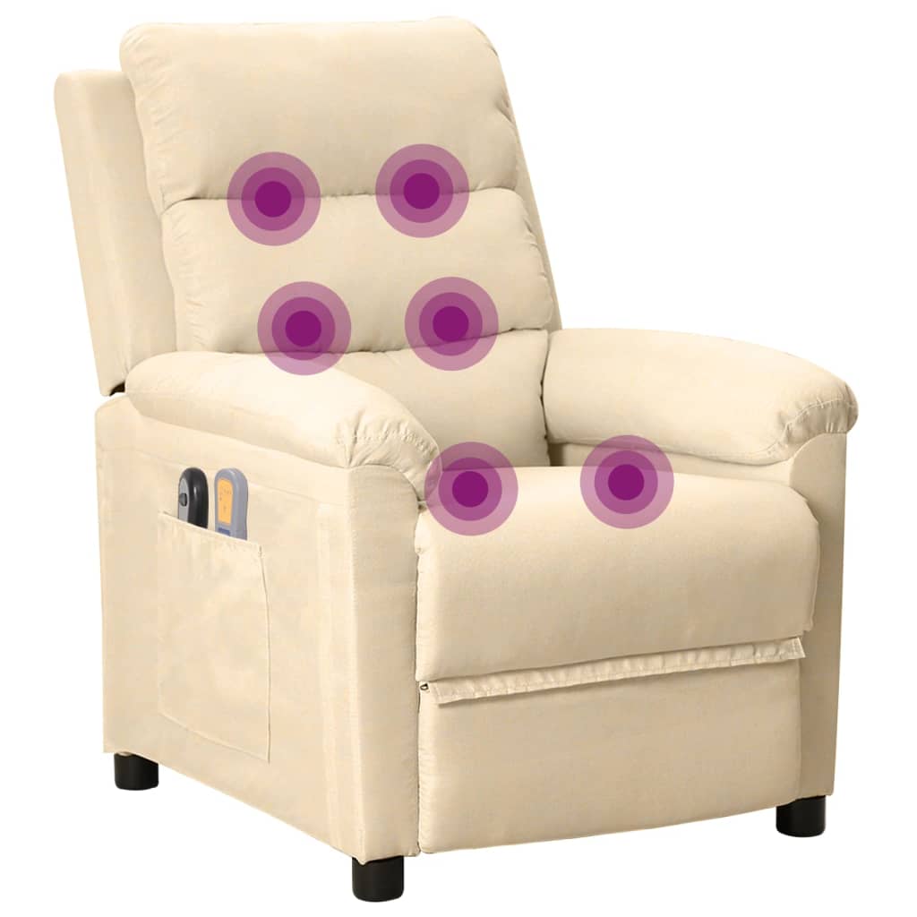 eldrevet massagestol stof cremefarvet