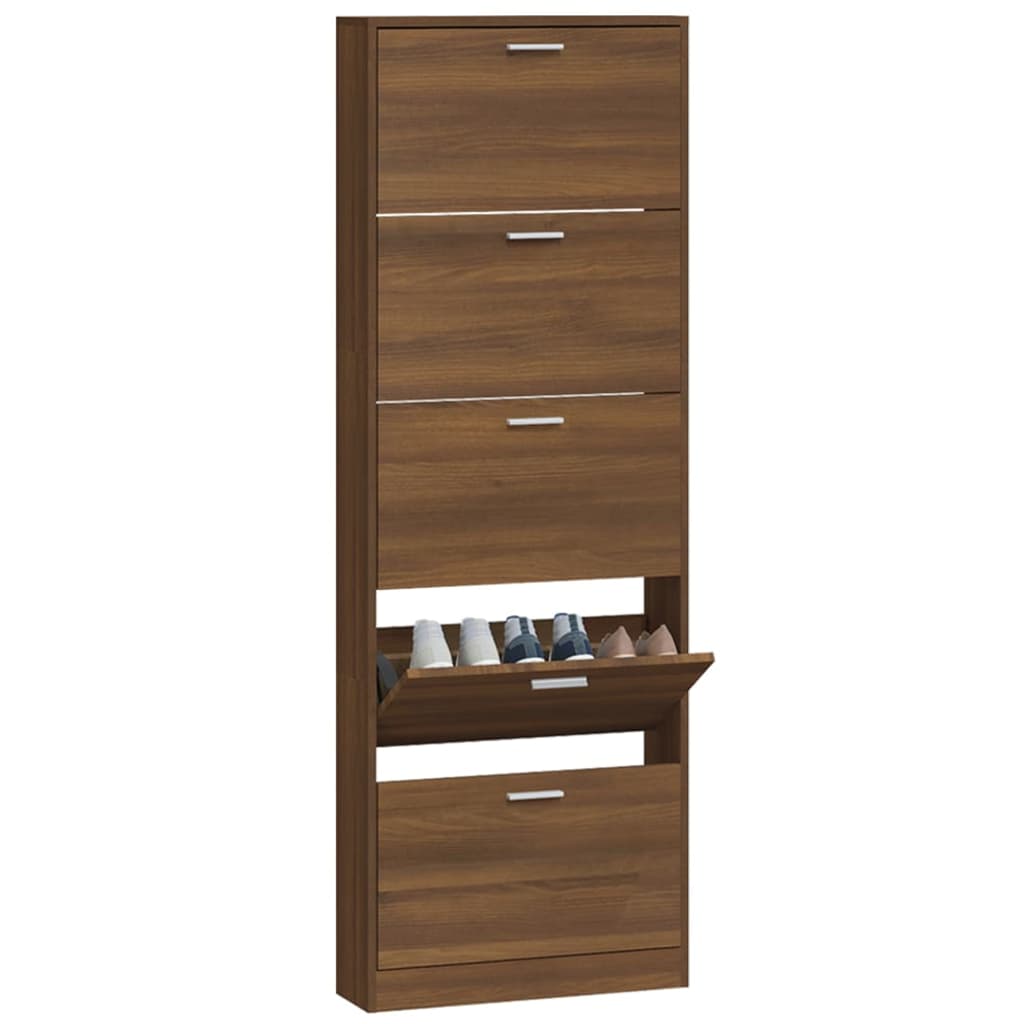 skoskab 59x17x169 cm konstrueret træ brun egetræsfarve