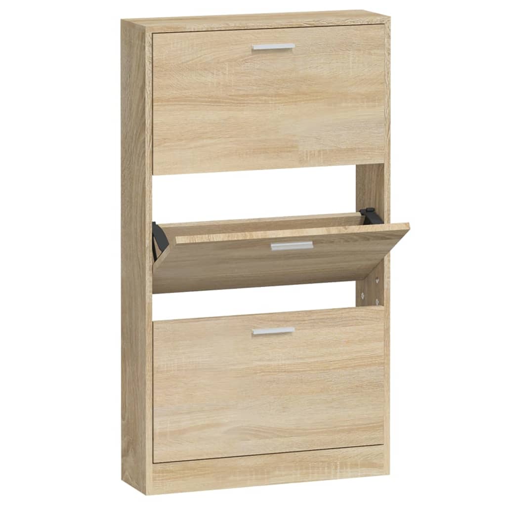 skoskab 59x17x108 cm konstrueret træ egetræ