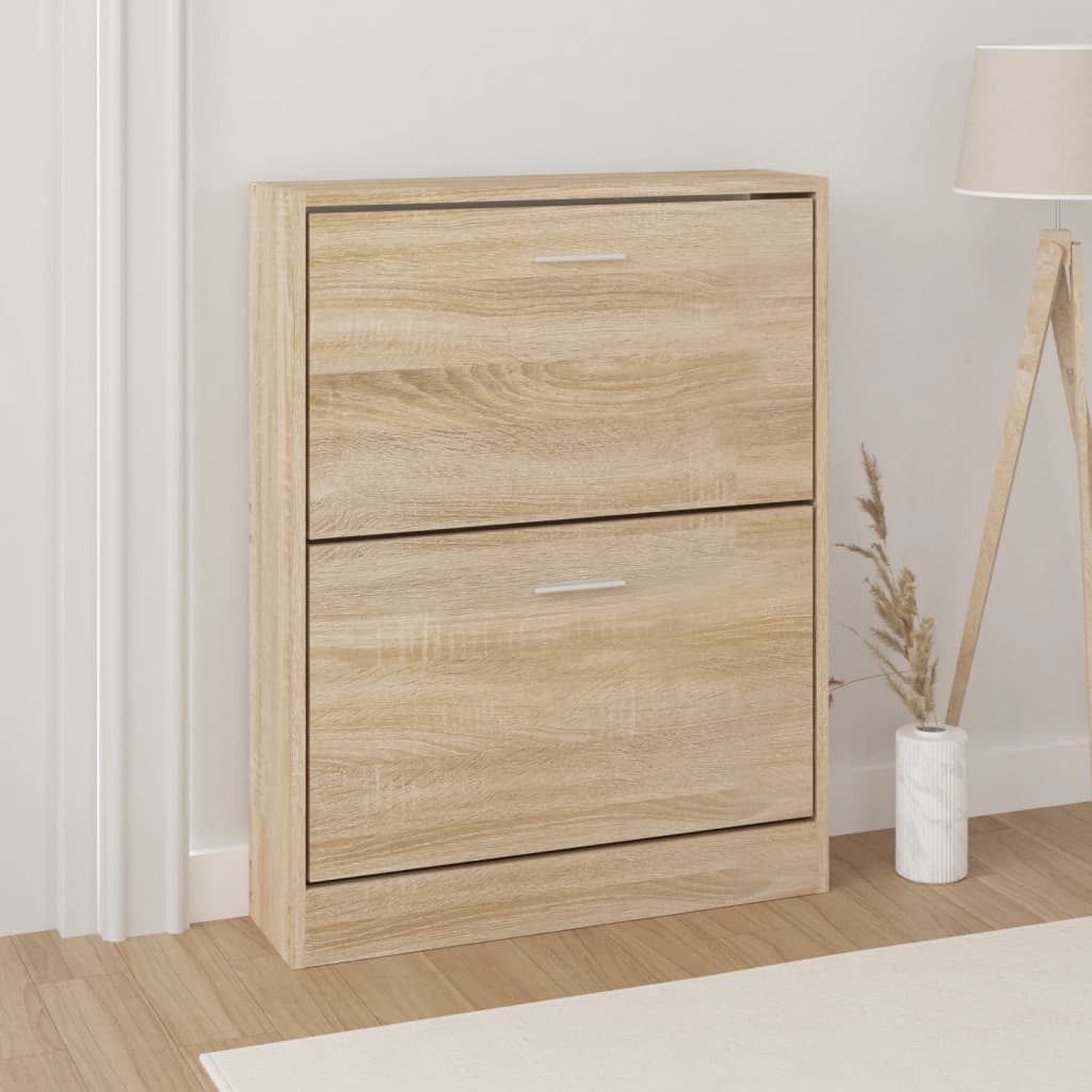 skoskab egetræ 59x17x81 cm konstrueret træ