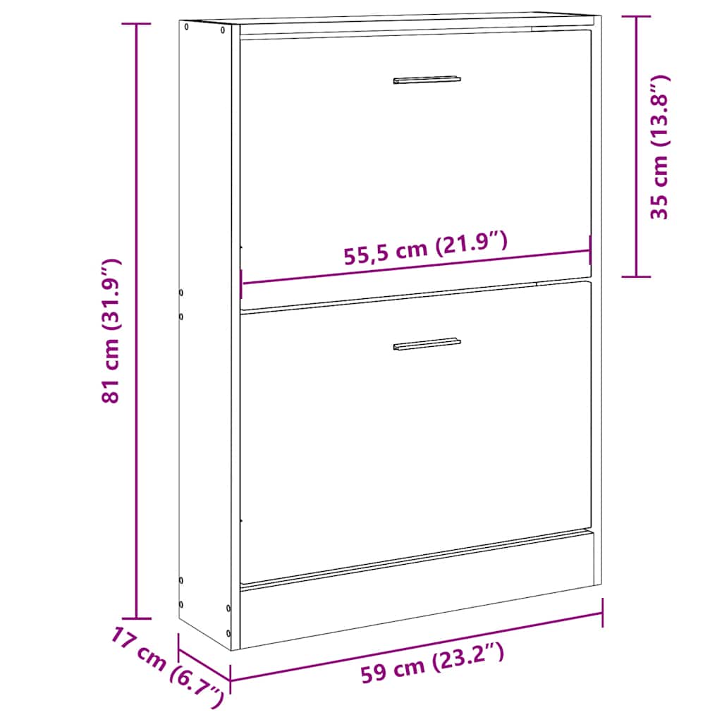 skoreol 59x17x81 cm konstrueret træ betongrå