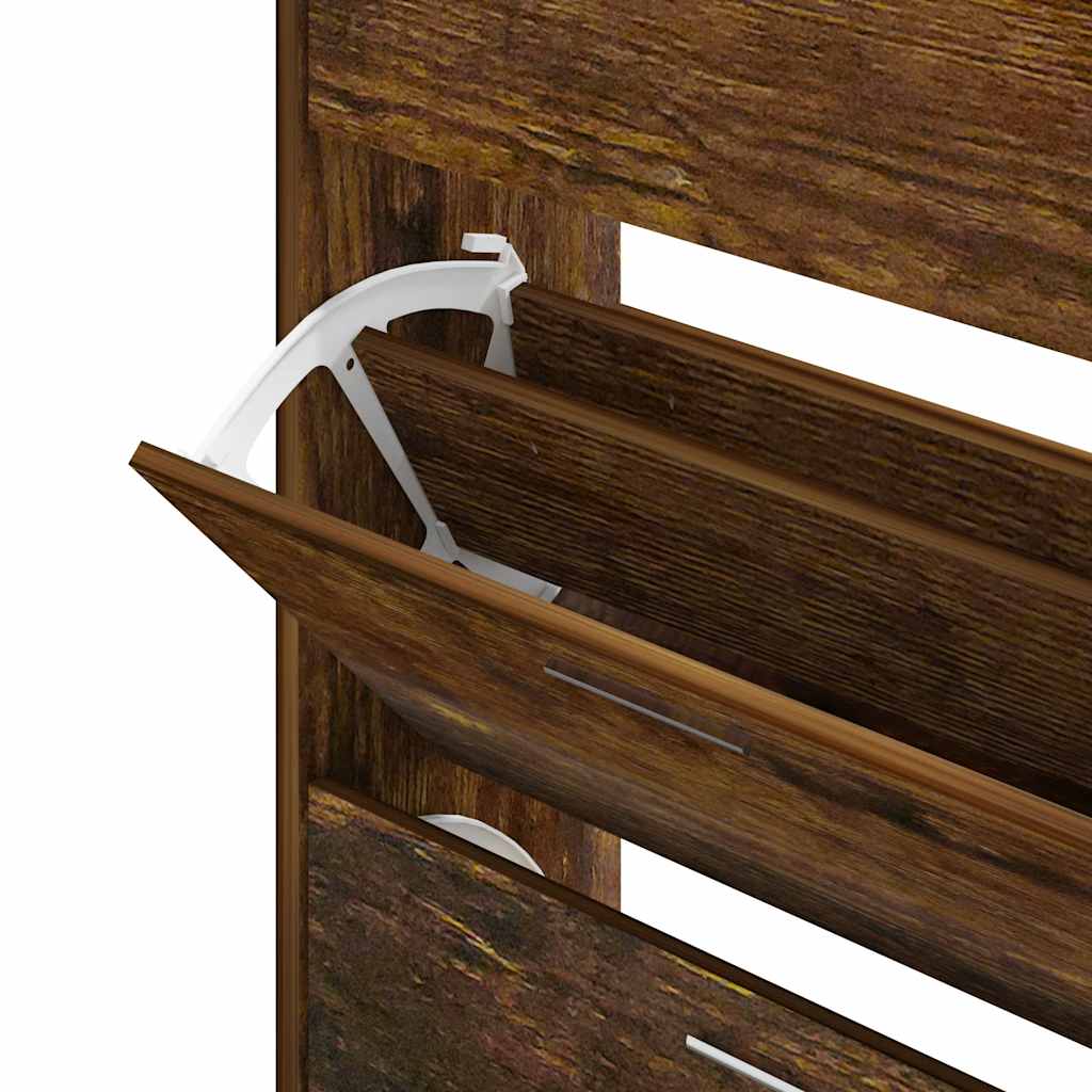 skoskab 63x24x103 cm konstrueret træ røget egetræsfarve