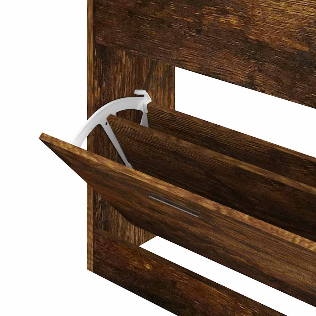 skoskab 63x24x81 cm konstrueret træ røget egetræsfarve
