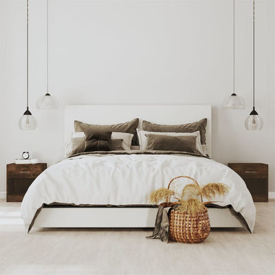 sengeborde 2 stk. med skuffe røget egetræsfarve
