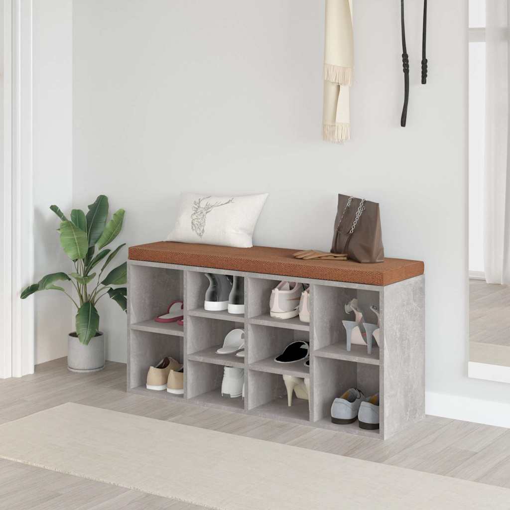 skobænk 103x30x48 cm konstrueret træ betongrå
