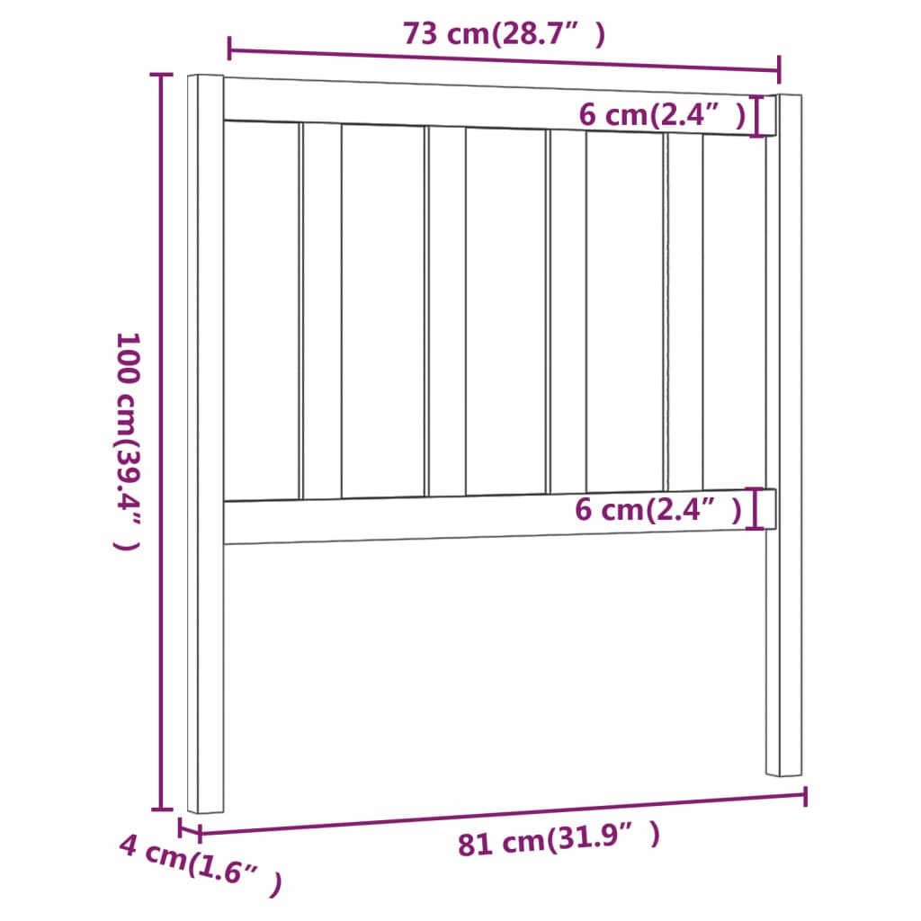sengegærde 81x4x100 cm massivt fyrretræ grå