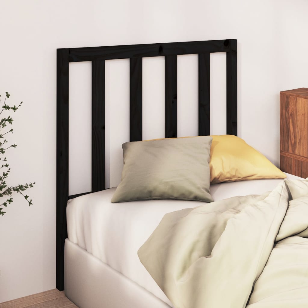 sengegærde 81x4x100 cm massivt fyrretræ sort