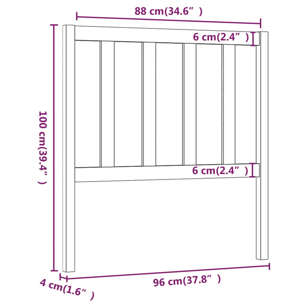 sengegærde 96x4x100 cm massivt fyrretræ sort