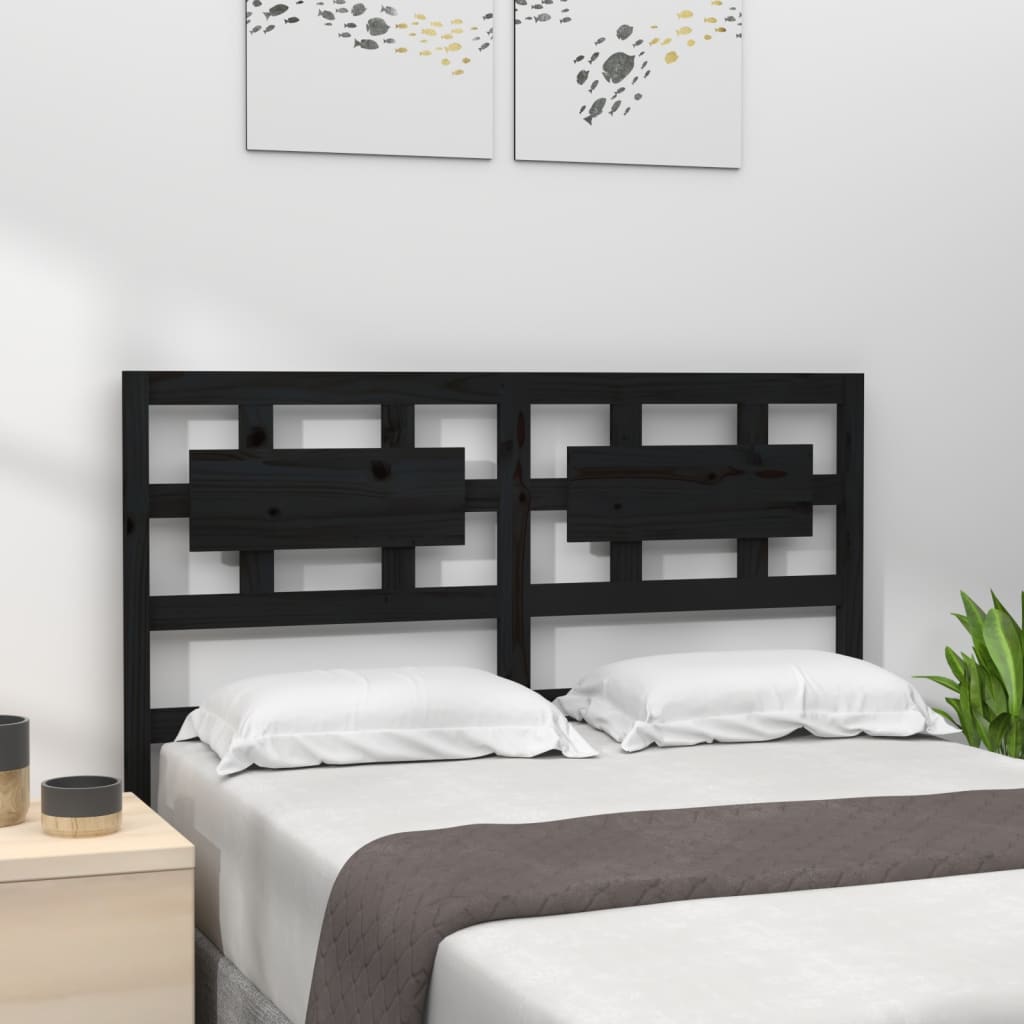 sengegærde 125,5x4x100 cm massivt fyrretræ sort
