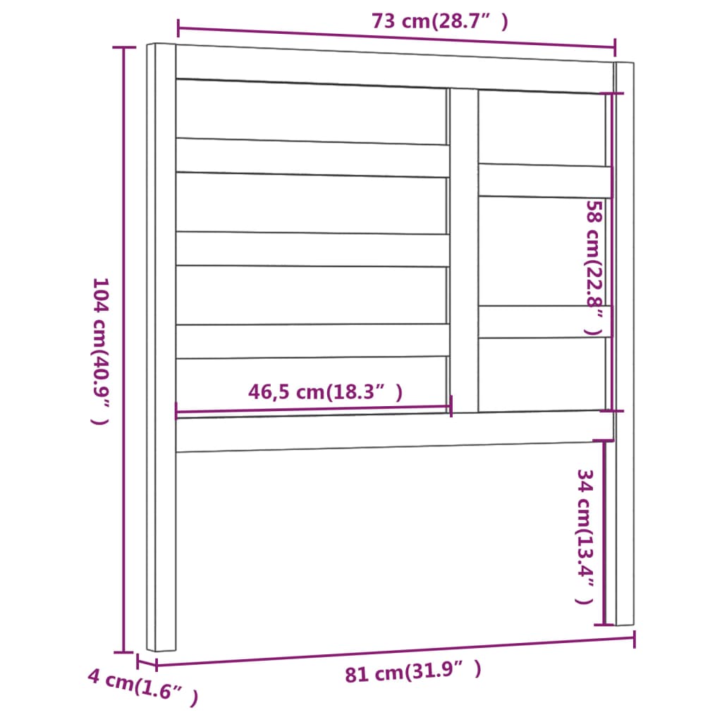 sengegærde 81x4x104 cm massivt fyrretræ gyldenbrun
