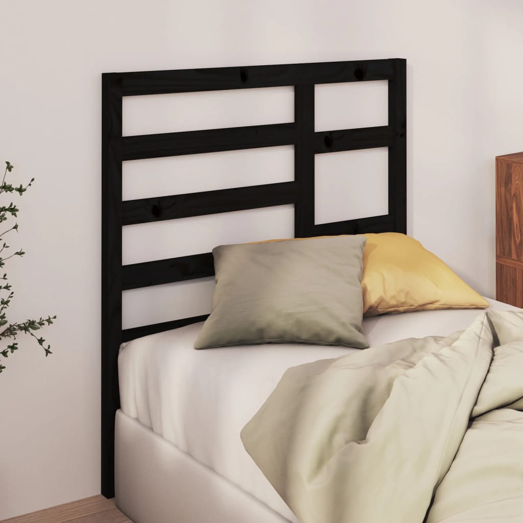 sengegærde 81x4x104 cm massivt fyrretræ sort
