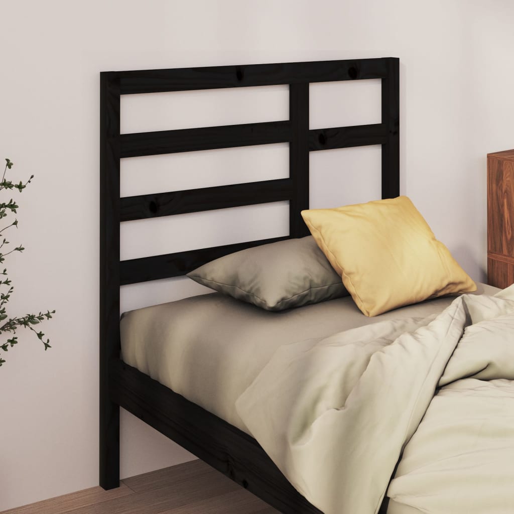 sengegærde 81x4x104 cm massivt fyrretræ sort