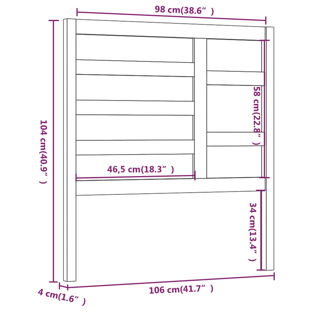 sengegærde 106x4x104 cm massivt fyrretræ sort