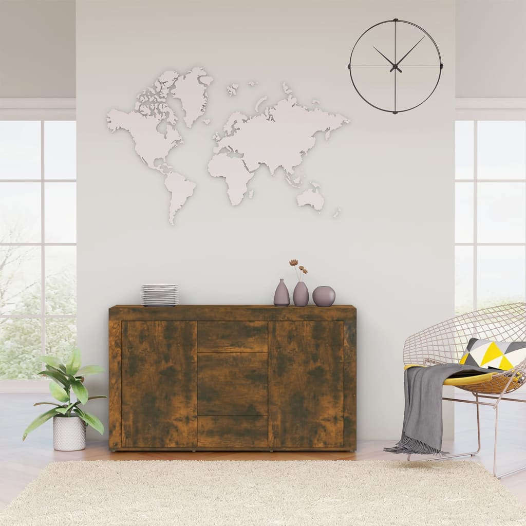 skænk 120x36x69 cm konstrueret træ røget egetræsfarve