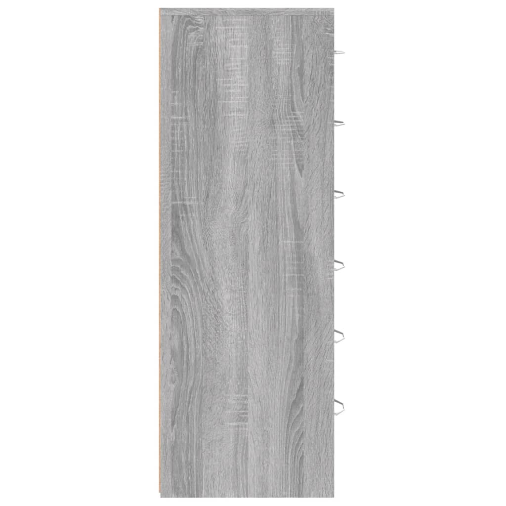 skænk med 6 skuffer 50x34x96 cm konstrueret træ grå sonoma-eg