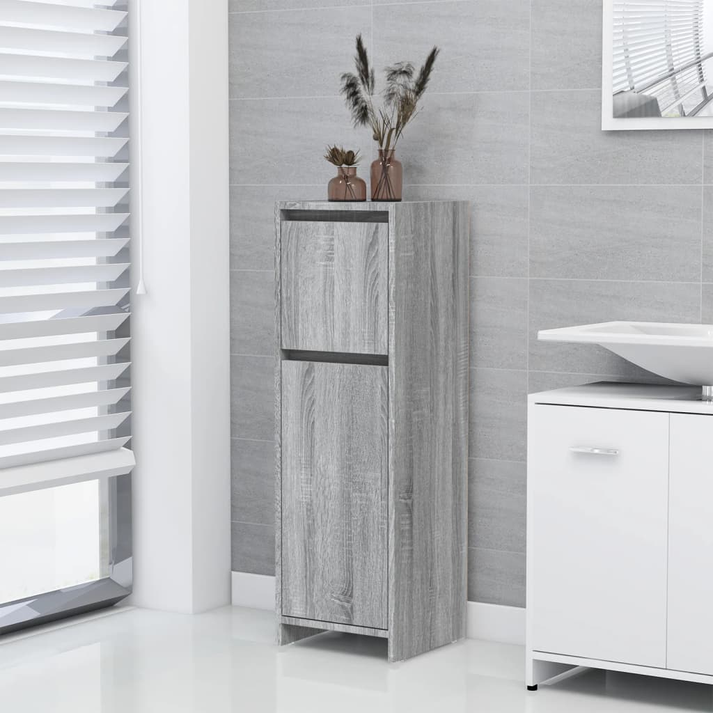 vidaXL badeværelsesskab 30x30x95 cm konstrueret træ grå sonoma-eg