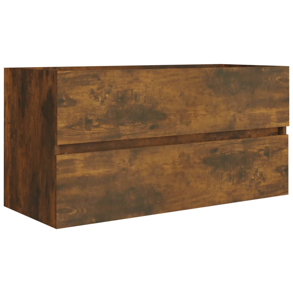 badeværelsesskab 90x38,5x45 cm konstrueret træ røget egetræ