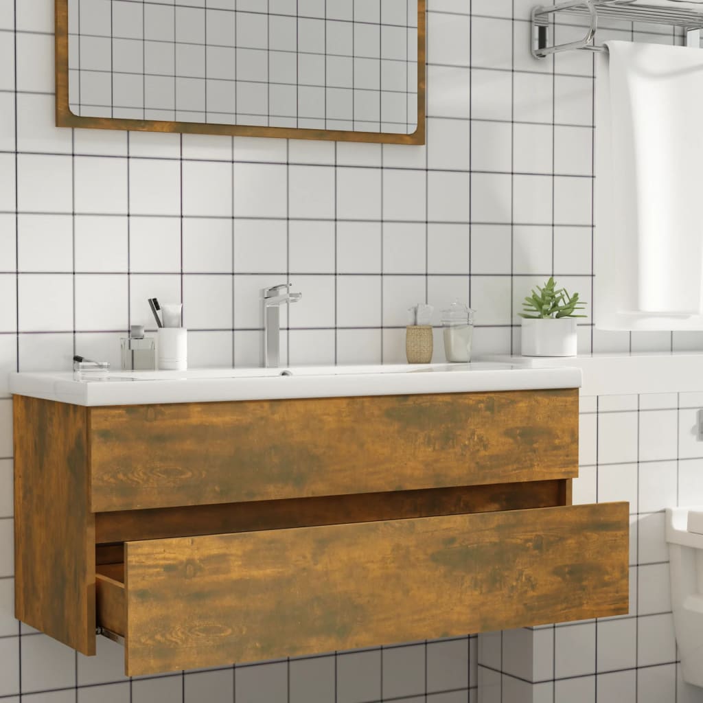 badeværelsesskab 100x38,5x45 cm konstrueret træ røget egetræ