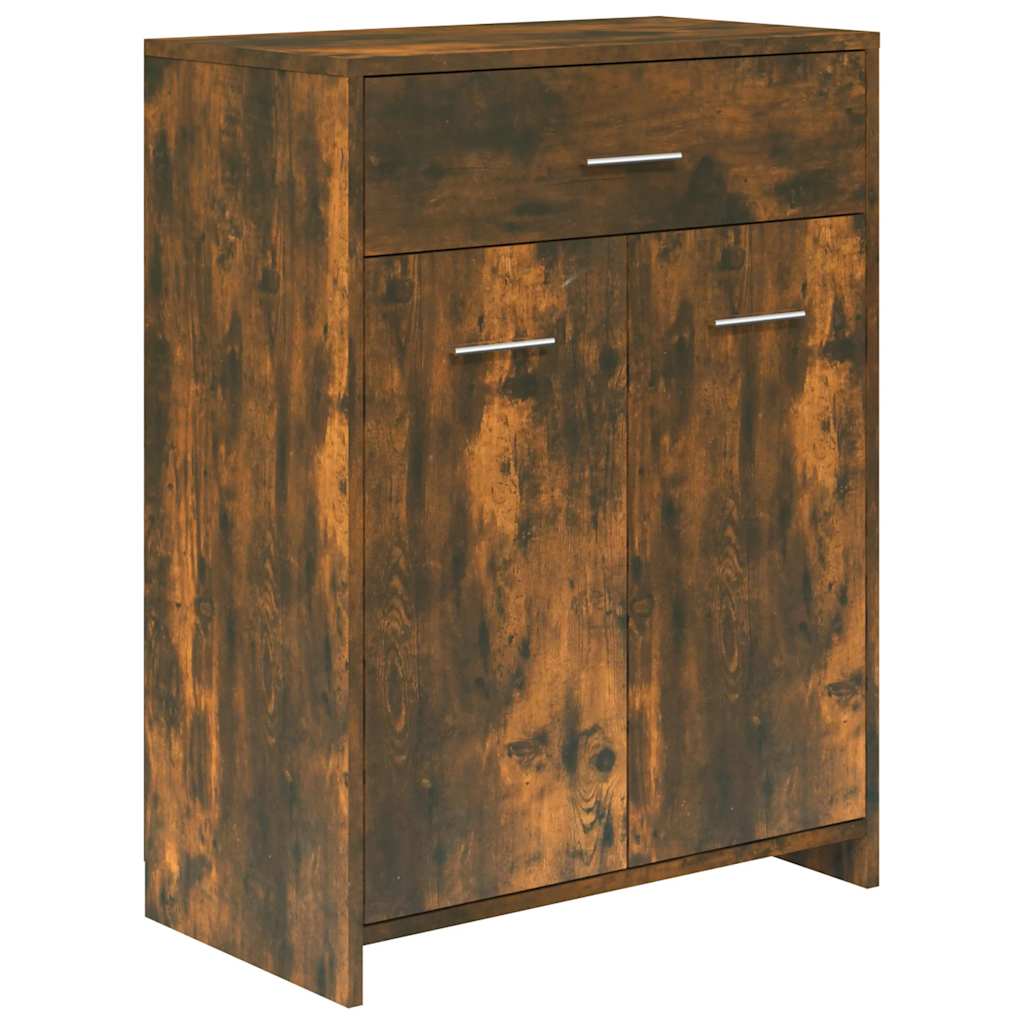 badeværelsesskab 60x33x80 cm konstrueret træ røget egetræ